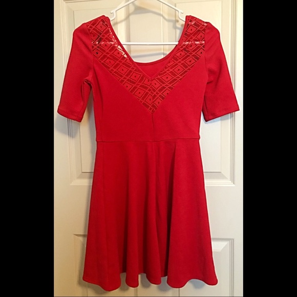 Red Dress with Lace Detailing - Picture 2 of 3